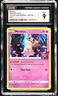 CGC Mint 9 Mimikyu 081/189 Pokemon Trick or Trade BOOster Pumpkin Stamp - Image 1