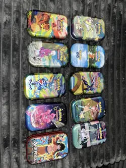 7 Pokemon Tin Lot With One Piece Tin (no Cards) - Image 2