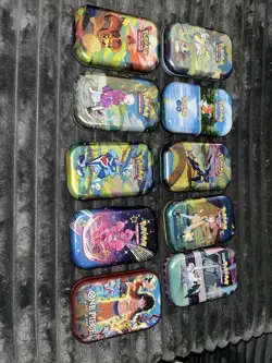 7 Pokemon Tin Lot With One Piece Tin (no Cards) - Image 3