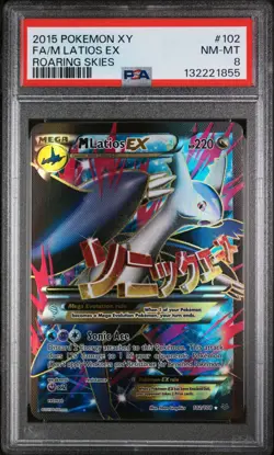 2015 POKEMON XY ROARING SKIES #102 FULL ART/M LATIOS EX PSA 8 NM-MT - Image 1