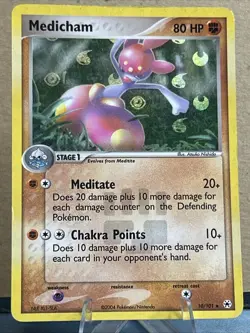 2004 Pokemon TCG ex Hidden Legends Medicham 10/101 Reverse Holo Rare - Image 2