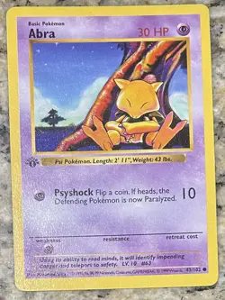 Pokemon TCG Abra 43/102 1st Edition Base Set (Shadowless) - Image 2