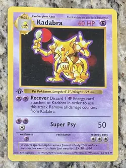 Pokemon TCG Kadabra 32/102 1st Edition Base Set (Shadowless) - Image 2