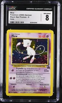 Pokemon Mew 2000 German Black Star Promos Holo CGC 8 Graded Collectible Card #9 - Image 1