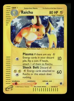 Raichu 25/165 Expedition 2002 Rare SWIRL Holo e-Series Pokemon Card TCG - Image 1