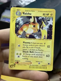 Raichu 25/165 Expedition 2002 Rare SWIRL Holo e-Series Pokemon Card TCG - Image 3