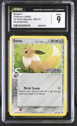CGC 9 MINT Eevee 2005 EX Delta Species 68/113 Reverse Holo Pokemon Card - Image 1