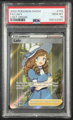 LADY PSA 10 2022 POKEMON SWORD & SHIELD LOST ORIGIN #193/196 FULL ART FA 581 - Image 1