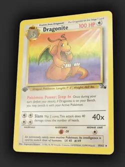 1st Edition Dragonite 19/62 Fossil Non Holo Rare Pokemon Card - Image 4