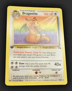 1st Edition Dragonite 19/62 Fossil Non Holo Rare Pokemon Card - Image 5