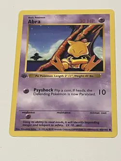Pokemon TCG Abra Base Set 43/102 Regular 1st Edition Shadowless Common Card - Image 1