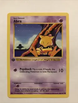 Pokemon TCG Abra Base Set 43/102 Regular 1st Edition Shadowless Common Card - Image 1
