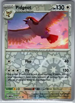 Pidgeot 018/165 Reverse Holo SV: Scarlet & Violet 151 - Pokemon Card - NM - Image 1
