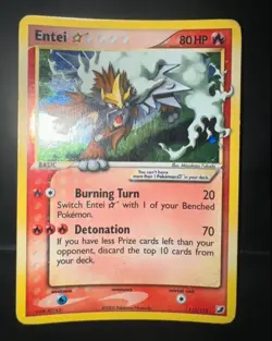Pokemon Card-Entei-Gold Star-Holo-Unseen Forces-113/115-ENG-Very Good - Image 1
