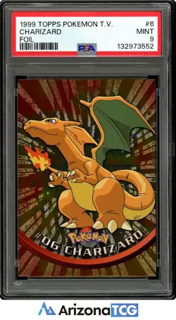 Pokemon 1999 Charizard #6 Foil Topps Pokemon T.V. PSA 9 - Image 1