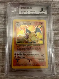 1999 Pokemon Game Charizard Base Set Holo - graded 5 by Beckett services - Image 1