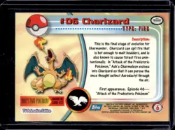 1999 Topps Pokemon TV Animation Edition Series 1 Charizard Blue Logo Foil #6 - Image 2