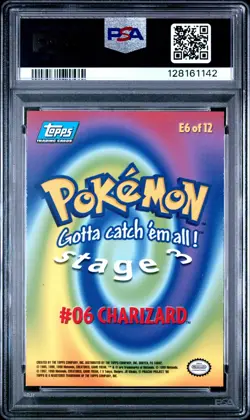 1142 Charizard 1999 Topps Pokemon #E6 Stage 3 Movie Edition Foil Blue Logo PSA 9 - Image 2