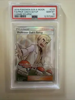 Professor Oak's Setup (Full Art) 233/236 Sm-Cosmic Eclipse Holo PSA 10 - Image 1