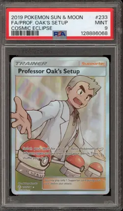 Pokemon Professor Oak's Setup Cosmic Eclipse Full Art #233 PSA 9 Mint - Image 1