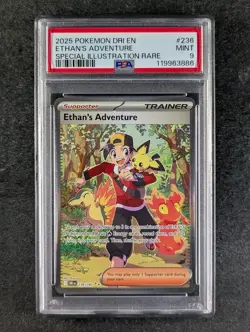 2025 Pokemon ETHAN'S ADVENTURE #236/182 Destined Rivals SIR Full Art ENG PSA 9 - Image 1