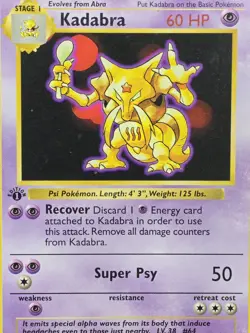 Pokemon Card TCG Kadabra 32/102 Base Set Shadowless 1st Edition Vintage PSA 6 - Image 5