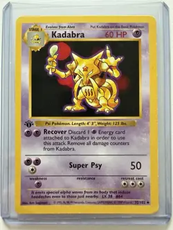 Pokemon TCG Kadabra Card 32/102 Base Set 1st Edition Shadowless - Image 1