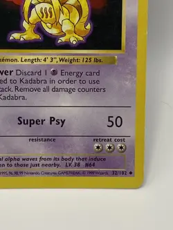 1999 Pokemon TCG - Kadabra - 32/102 - 1st Edition Shadowless - Base Set - Image 3
