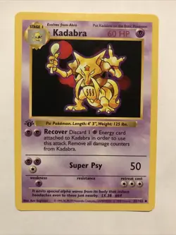 Pokemon TCG Kadabra Base Set 32/102 Regular Uncommon 1st Edition Shadowless Card - Image 1