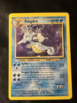 RARE Vintage Pokemon TCG Kingdra 8/111 Holo Unlimited Rare Neo Genesis Card VLP - Image 1