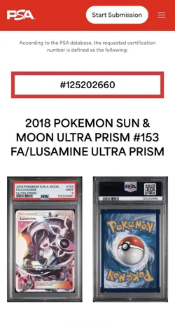 Pokemon Lusamine (Full Art) 153/156 Ultra Prism Holo PSA 9 - Image 3