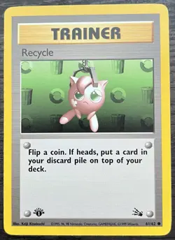 1st Edition Recycle 61/62 Pokemon TCG Base Fossil Trainer Common LP - Image 1