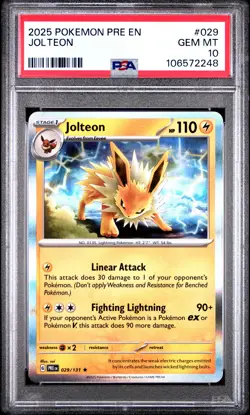 2025 POKEMON PRE EN-PRISMATIC EVOLUTIONS #029 JOLTEON PSA 10 - Image 1