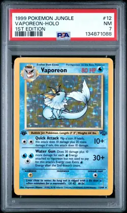 1999 POKEMON JUNGLE 1ST ED #12 VAPOREON-HOLO PSA 7 - Image 1