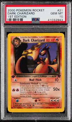 2000 POKEMON ROCKET 1ST ED #21 DARK CHARIZARD PSA 10 - Image 1
