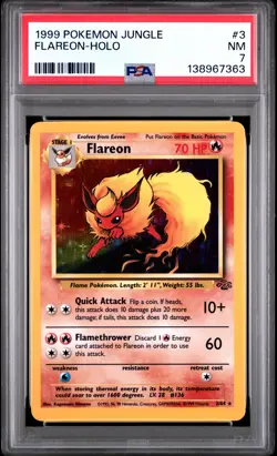 1999 POKEMON JUNGLE #3 FLAREON-HOLO PSA 7 - Image 1