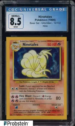 1999 Pokemon Base Set Unlimited Error #12 Ninetales Holo CGC 8.5 NM-MT+ - Image 1