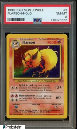 1999 Pokemon Jungle #3 Flareon - Holo PSA 8 NM-MT - Image 1
