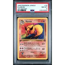 PSA 8 NEAR MINT-MT Flareon 1st Edition 19/64 Pokemon 1999 Jungle Non Holo Rare - Image 1