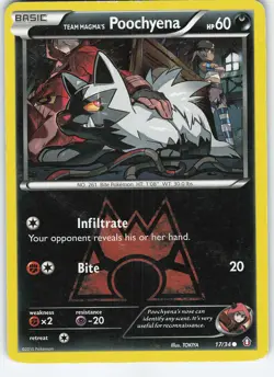 Team Magma's Poochyena 17/34 Double Crisis Common Normal MP Pokemon - Image 1