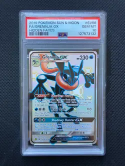 PSA 10 Greninja GX SV56/SV94 Pokemon Hidden Fates Full Art Shiny Holo Gem Mint - Image 1