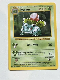 Pokemon TCG Ivysaur Base Set, Shadowless Uncommon Card 30/102, Vintage - Image 1