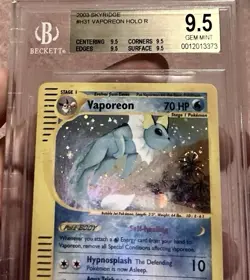 2003 Vaporeon Skyridge Holo Pokemon Card Graded BGS 9.5 Gem Mint Quad 9.5 Swirl! - Image 3