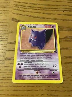 Pokemon TCG Gengar First Edition Fossil 20/62 1999-2000 - Image 1