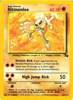 Pokemon TCG Hitmonlee 22/62 Rare Unlimited Fossil LP - Image 1