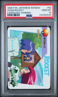 1998 POKEMON JAPANESE BANDAI CARDDASS VENDING #52 TEAM ROCKET PSA 10 - Image 1