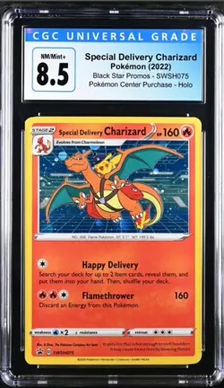 2022 Pokemon Special Delivery Charizard Holo Black Star #SWSH075 CGC 8.5 Mint+ - Image 1