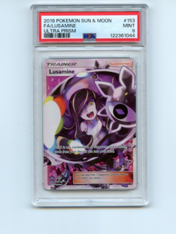 Lusamine Ultra Prism Ultra Rare Full art Pokemon 153/156 PSA 9 - Image 1