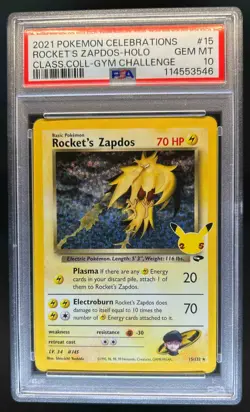 2021 Pokemon SWSH Celebrations Rocket's Zapdos Classic Collection #15/132 PSA 10 - Image 1