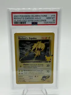 Pokemon Rockets Zapdos Card Holo 15/132 Celebrations 25th Anniversary PSA 10 - Image 1